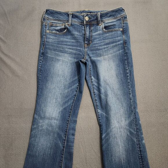 American Eagle Women 8 Mid Rise Kick Boot Super Stretch Jeans - Picture 3 of 13